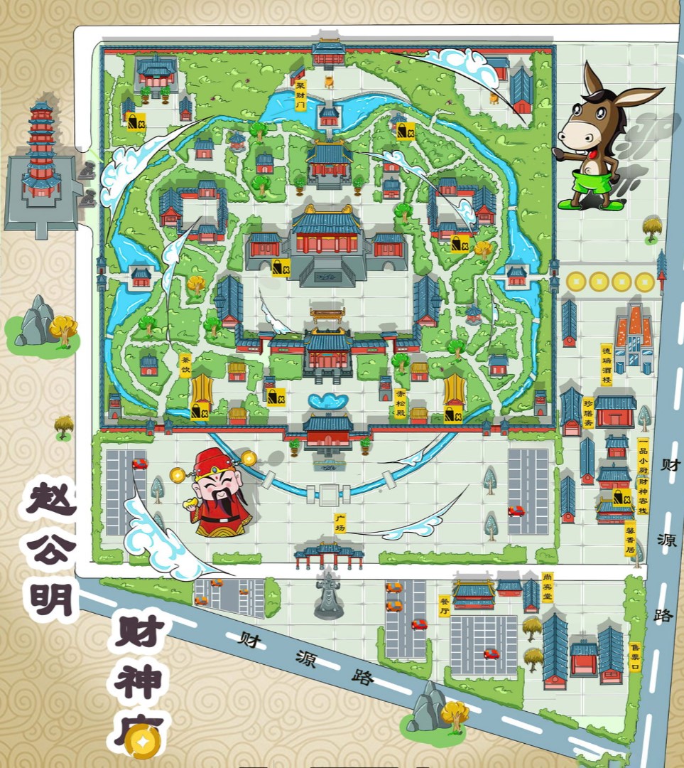 威县寺庙类手绘地图